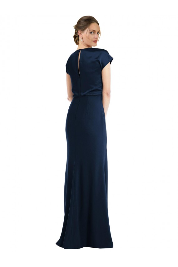 Buy Cap Sleeves Off the Shoulder Keyhole Back Stretch Crepe Trumpet Formal Dress UK