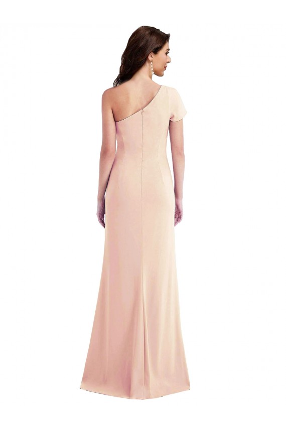 Buy Cap Sleeves One Shoulder Stretch Crepe Trumpet Formal Dress UK