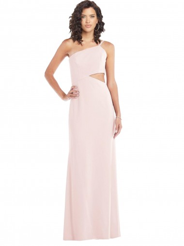 Buy Sleeveless Pink One Shoulder Stretch Crepe Trumpet Formal Dress UK