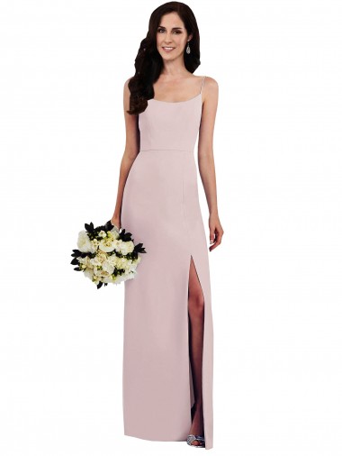 Buy Sleeveless Spaghetti Straps V-Back Stretch Crepe Trumpet Formal Gowns UK