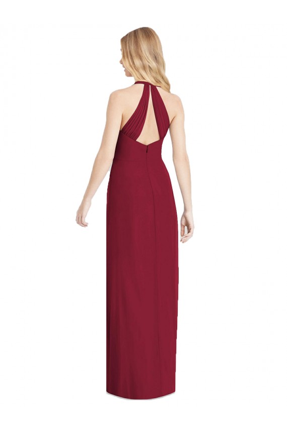 Buy Sleeveless Halter Neck Chiffon Trumpet Formal Dress UK