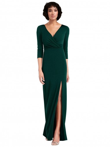 Buy Long Sleeves V-Neck V-Back Spandex Trumpet Formal Dress UK