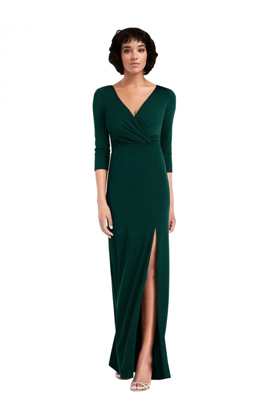 Buy Long Sleeves V-Neck V-Back Spandex Trumpet Formal Dress UK