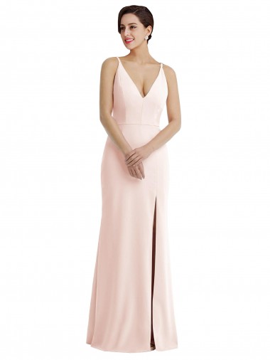 Buy Sleeveless V-Neck V-Back Stretch Crepe Trumpet Formal Dress UK